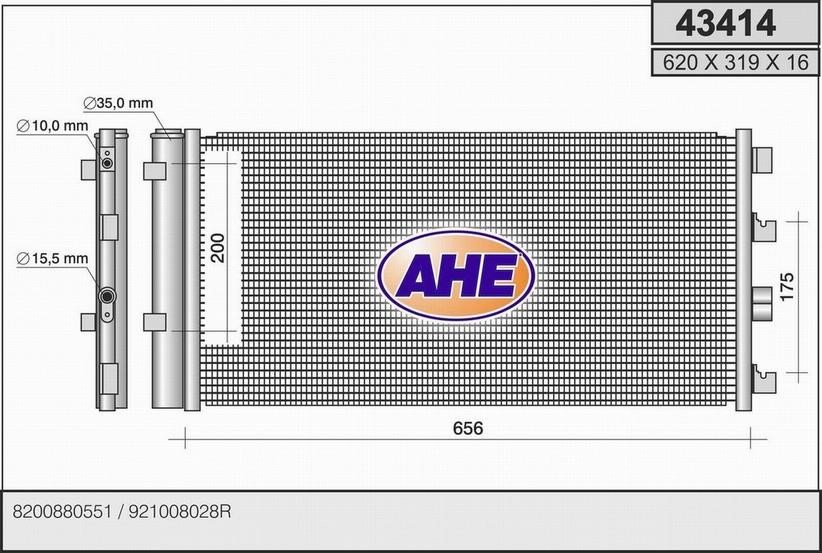 AHE 43414 Радіатор кондиціонера (Конденсатор) 43414: Купити в Україні - Добра ціна на EXIST.UA!