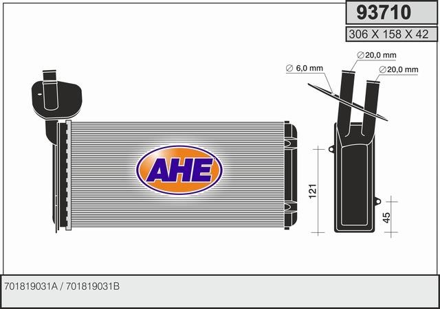 AHE 93710 Радіатор опалювача салону 93710: Купити в Україні - Добра ціна на EXIST.UA!