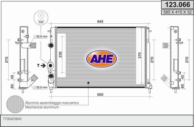 AHE 123.066 Радіатор охолодження двигуна 123066: Купити в Україні - Добра ціна на EXIST.UA!
