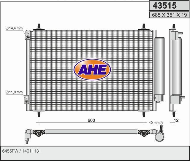 AHE 43515 Радіатор кондиціонера (Конденсатор) 43515: Купити в Україні - Добра ціна на EXIST.UA!
