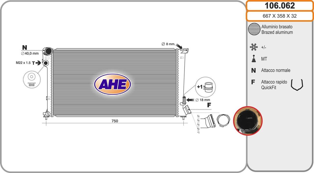 AHE 106.062 Радіатор охолодження двигуна 106062: Купити в Україні - Добра ціна на EXIST.UA!