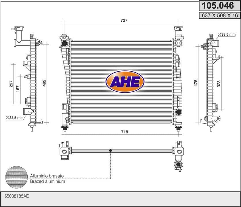 AHE 105.046 Радіатор охолодження двигуна 105046: Купити в Україні - Добра ціна на EXIST.UA!