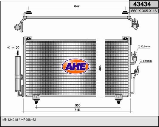 AHE 43434 Радіатор кондиціонера (Конденсатор) 43434: Купити в Україні - Добра ціна на EXIST.UA!