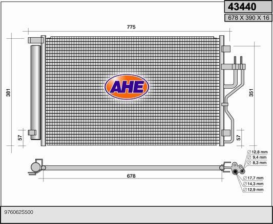 AHE 43440 Радіатор кондиціонера (Конденсатор) 43440: Купити в Україні - Добра ціна на EXIST.UA!