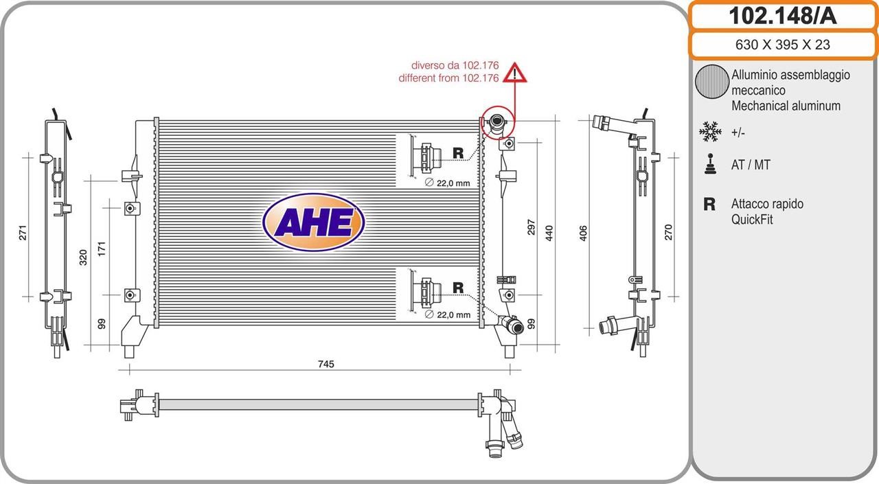 AHE 102.148/A Радіатор охолодження двигуна 102148A: Купити в Україні - Добра ціна на EXIST.UA!
