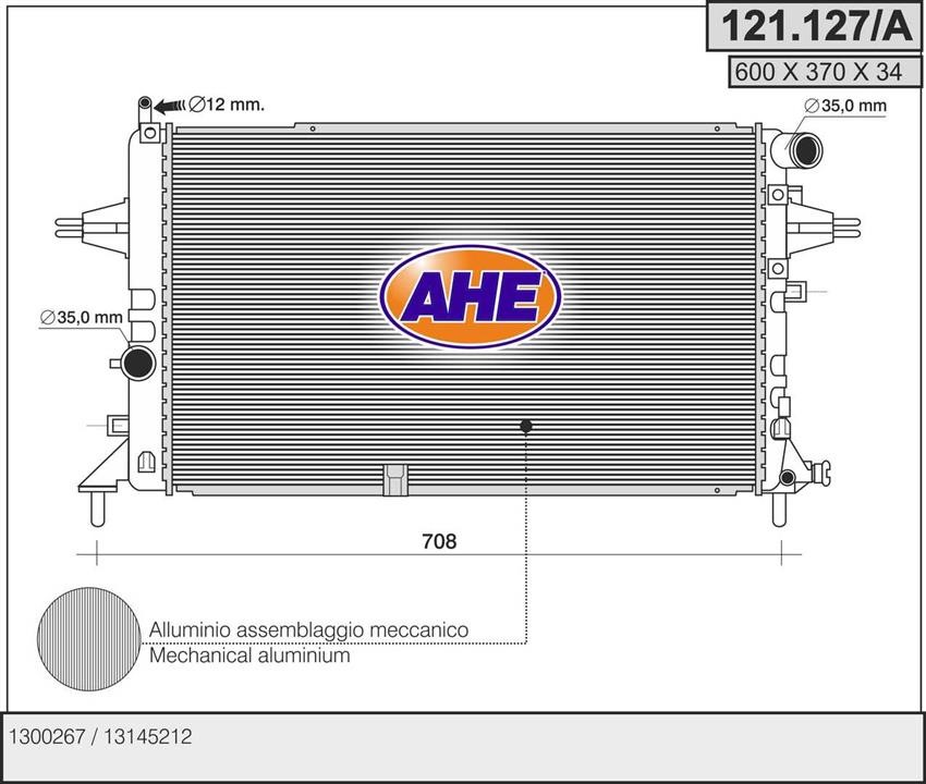 AHE 121.127/A Радіатор охолодження двигуна 121127A: Купити в Україні - Добра ціна на EXIST.UA!