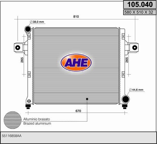 AHE 105.040 Радіатор охолодження двигуна 105040: Купити в Україні - Добра ціна на EXIST.UA!
