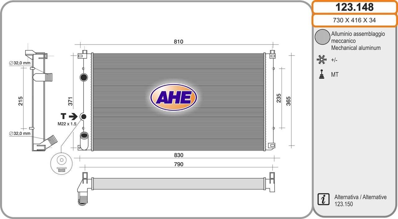 AHE 123.148 Радіатор охолодження двигуна 123148: Купити в Україні - Добра ціна на EXIST.UA!