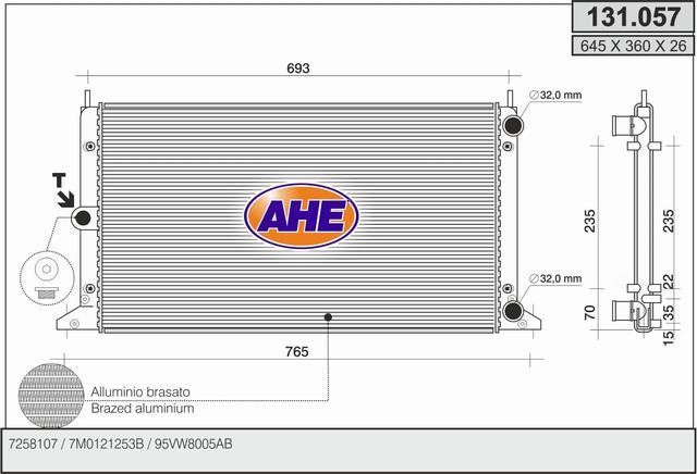 AHE 131.057 Радіатор охолодження двигуна 131057: Купити в Україні - Добра ціна на EXIST.UA!