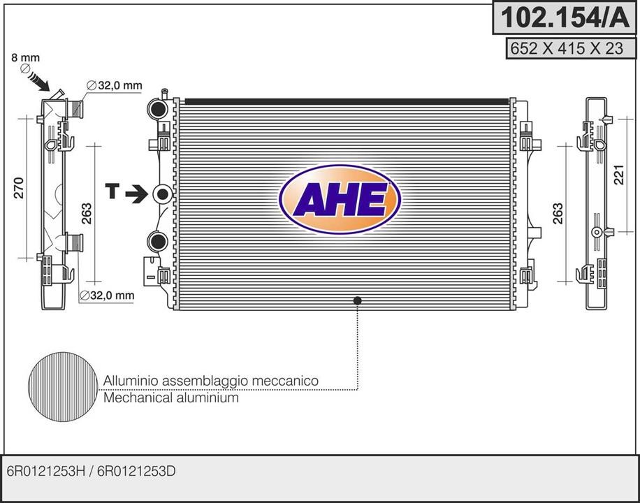 AHE 102.154/A Радіатор охолодження двигуна 102154A: Купити в Україні - Добра ціна на EXIST.UA!