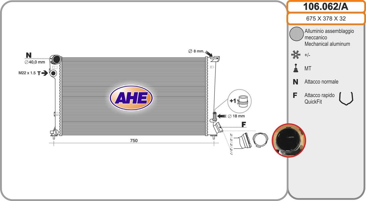 AHE 106.062/A Радіатор охолодження двигуна 106062A: Купити в Україні - Добра ціна на EXIST.UA!