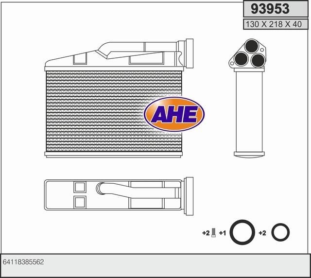 AHE 93953 Радіатор опалювача салону 93953: Купити в Україні - Добра ціна на EXIST.UA!
