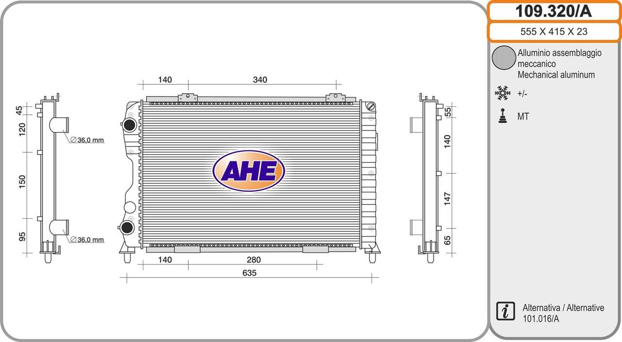 AHE 109.320/A Радіатор охолодження двигуна 109320A: Купити в Україні - Добра ціна на EXIST.UA!
