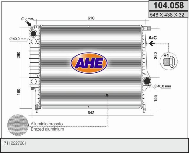 AHE 104.058 Радіатор охолодження двигуна 104058: Купити в Україні - Добра ціна на EXIST.UA!