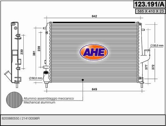 AHE 123.191/A Радіатор охолодження двигуна 123191A: Купити в Україні - Добра ціна на EXIST.UA!