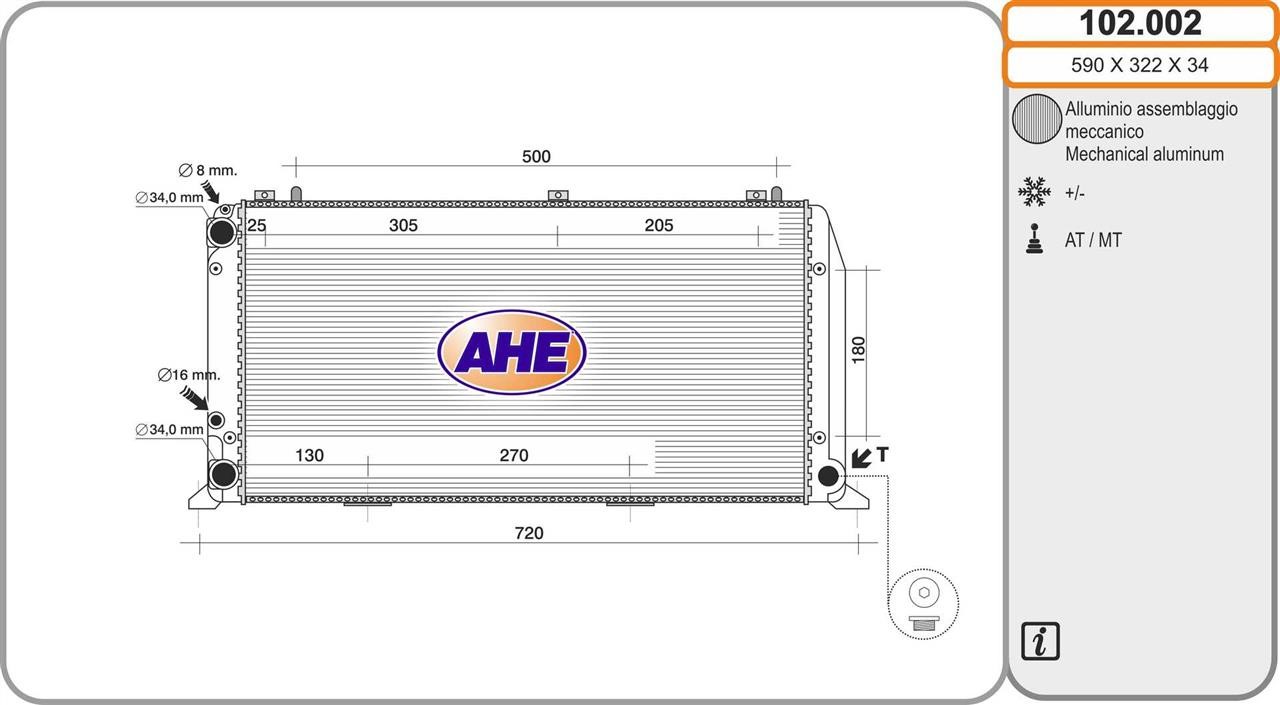 AHE 102.002 Радіатор охолодження двигуна 102002: Купити в Україні - Добра ціна на EXIST.UA!