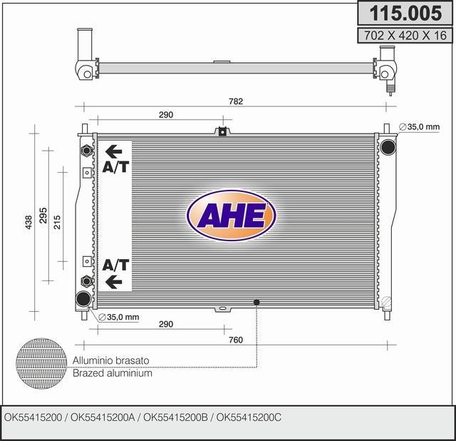 AHE 115.005 Радіатор охолодження двигуна 115005: Приваблива ціна - Купити в Україні на EXIST.UA!