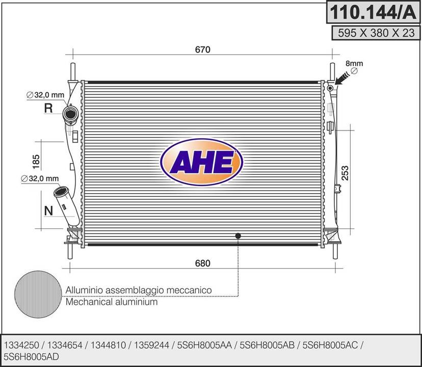 AHE 110.144/A Радіатор охолодження двигуна 110144A: Купити в Україні - Добра ціна на EXIST.UA!