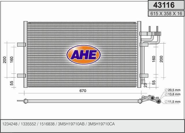 AHE 43116 Радіатор кондиціонера (Конденсатор) 43116: Купити в Україні - Добра ціна на EXIST.UA!