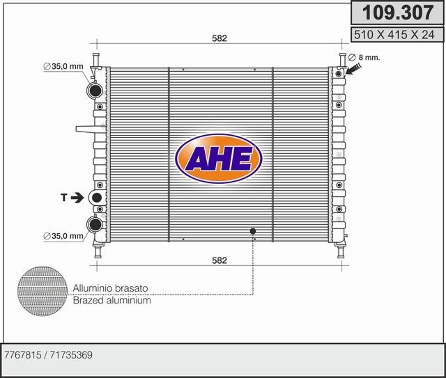 AHE 109.307 Радіатор охолодження двигуна 109307: Купити в Україні - Добра ціна на EXIST.UA!