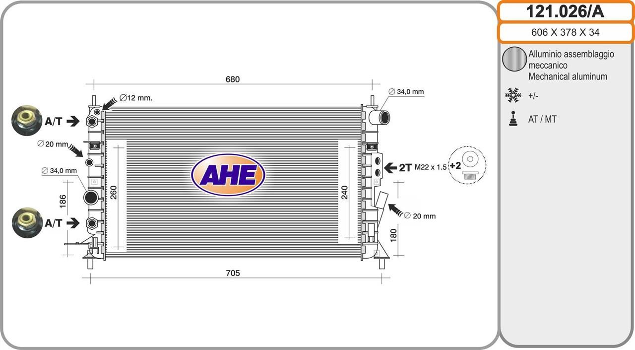 AHE 121.026/A Радіатор охолодження двигуна 121026A: Купити в Україні - Добра ціна на EXIST.UA!