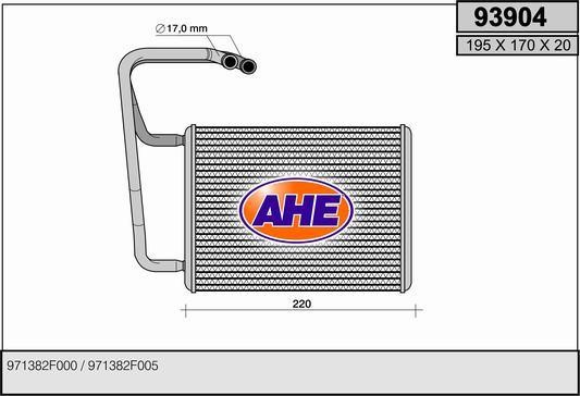 AHE 93904 Радіатор опалювача салону 93904: Приваблива ціна - Купити в Україні на EXIST.UA!