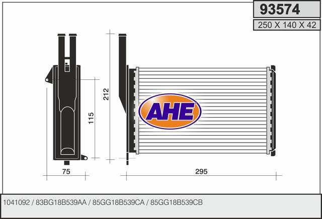 AHE 93574 Радіатор опалювача салону 93574: Купити в Україні - Добра ціна на EXIST.UA!
