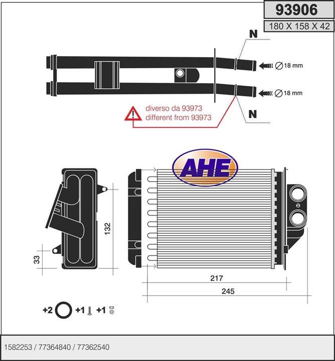 AHE 93906 Радіатор опалювача салону 93906: Купити в Україні - Добра ціна на EXIST.UA!