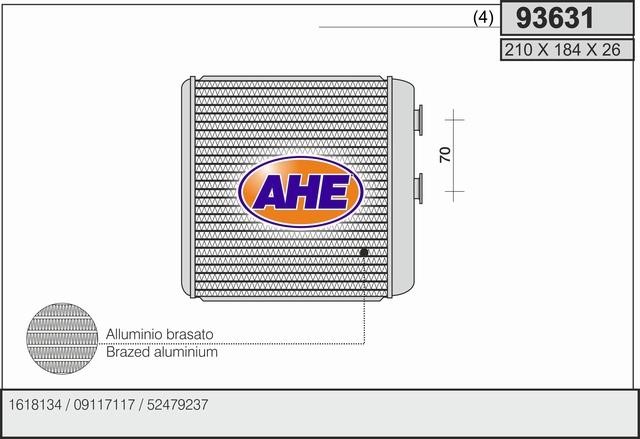 AHE 93631 Радіатор опалювача салону 93631: Купити в Україні - Добра ціна на EXIST.UA!