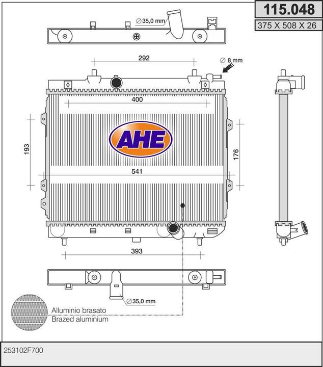 AHE 115.048 Радіатор охолодження двигуна 115048: Купити в Україні - Добра ціна на EXIST.UA!