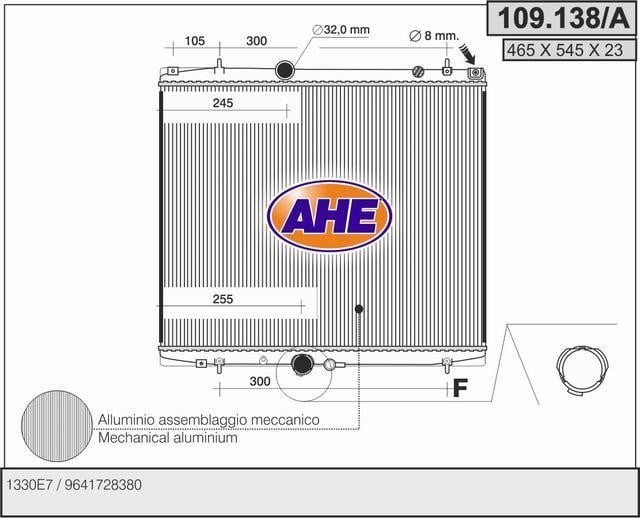 AHE 109.138/A Радіатор охолодження двигуна 109138A: Купити в Україні - Добра ціна на EXIST.UA!