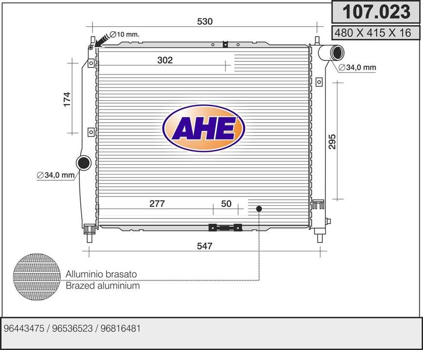 AHE 107.023 Радіатор охолодження двигуна 107023: Купити в Україні - Добра ціна на EXIST.UA!
