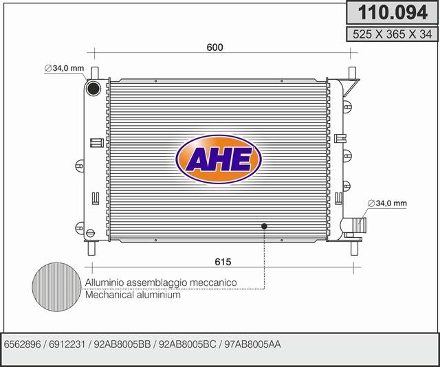 AHE 110.094 Радіатор охолодження двигуна 110094: Купити в Україні - Добра ціна на EXIST.UA!