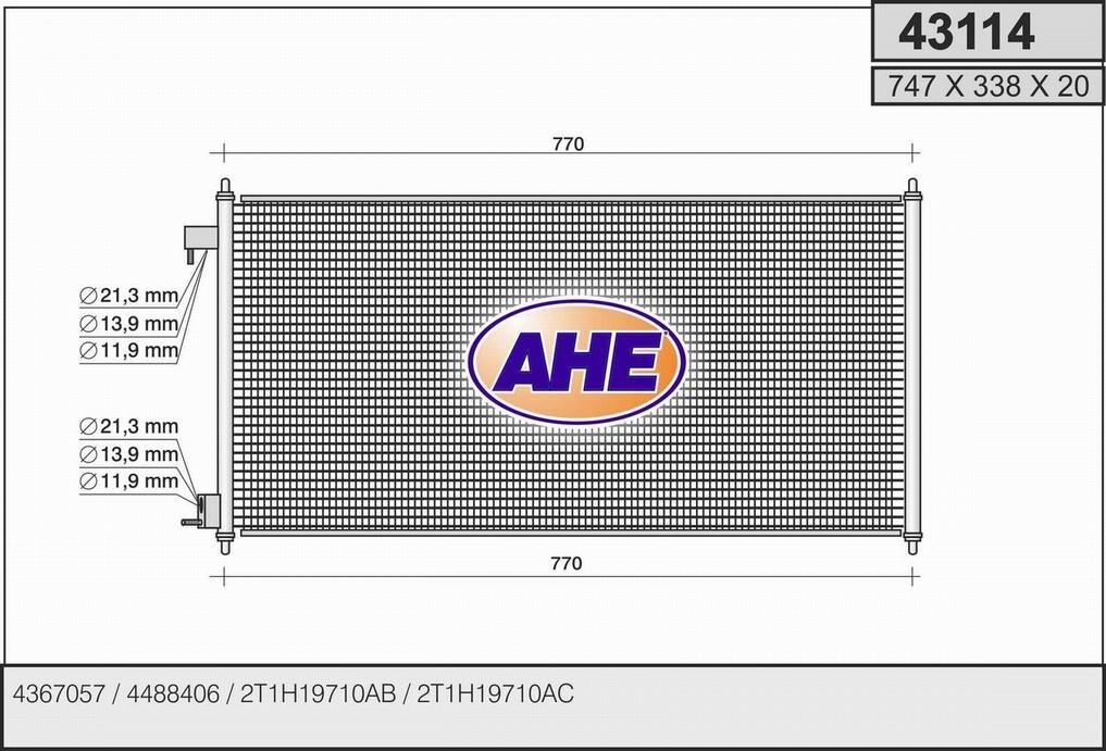 AHE 43114 Радіатор кондиціонера (Конденсатор) 43114: Купити в Україні - Добра ціна на EXIST.UA!