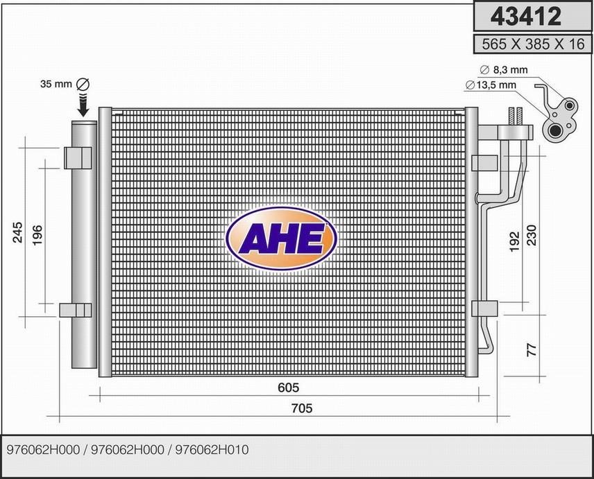 AHE 43412 Радіатор кондиціонера (Конденсатор) 43412: Купити в Україні - Добра ціна на EXIST.UA!