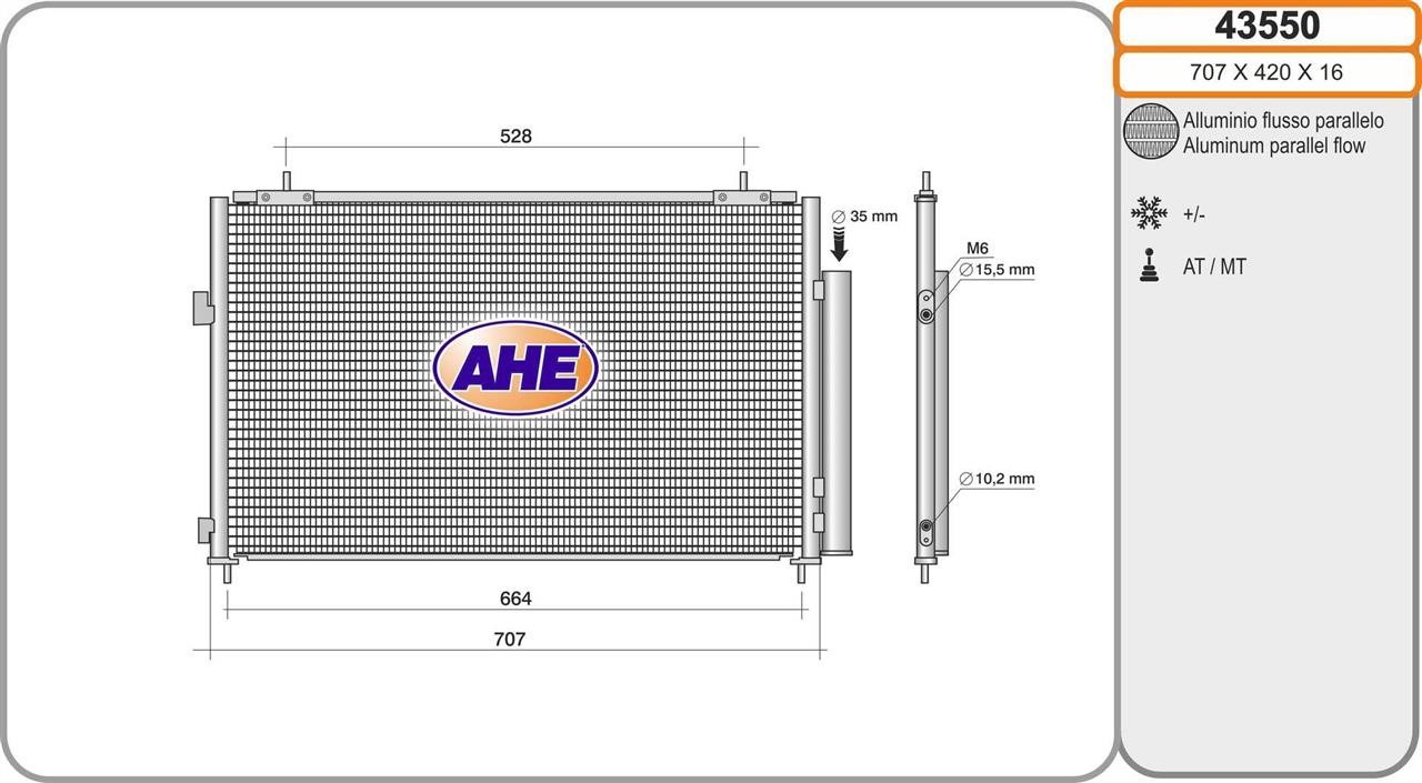 AHE 43550 Радіатор кондиціонера (Конденсатор) 43550: Купити в Україні - Добра ціна на EXIST.UA!