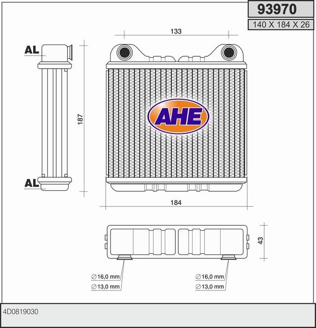 AHE 93970 Радіатор опалювача салону 93970: Купити в Україні - Добра ціна на EXIST.UA!
