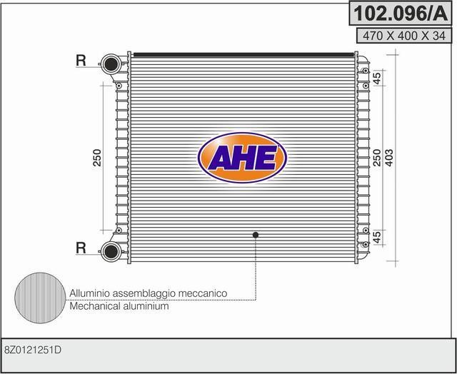 AHE 102.096/A Радіатор охолодження двигуна 102096A: Купити в Україні - Добра ціна на EXIST.UA!