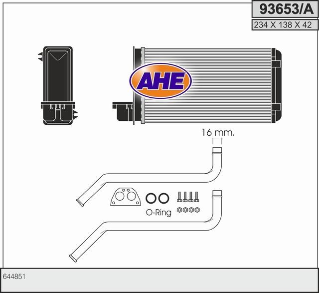 AHE 93653/A Радіатор опалювача салону 93653A: Купити в Україні - Добра ціна на EXIST.UA!