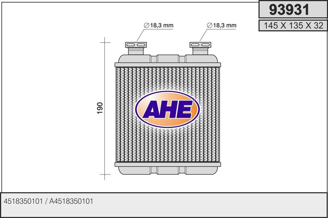 AHE 93931 Радіатор опалювача салону 93931: Купити в Україні - Добра ціна на EXIST.UA!