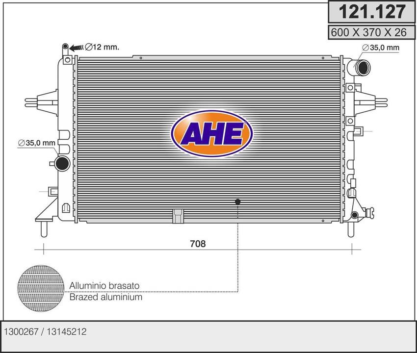 AHE 121.127 Радіатор охолодження двигуна 121127: Купити в Україні - Добра ціна на EXIST.UA!