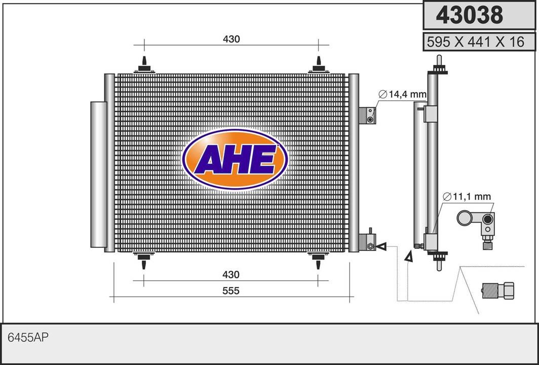 AHE 43038 Радіатор кондиціонера (Конденсатор) 43038: Купити в Україні - Добра ціна на EXIST.UA!
