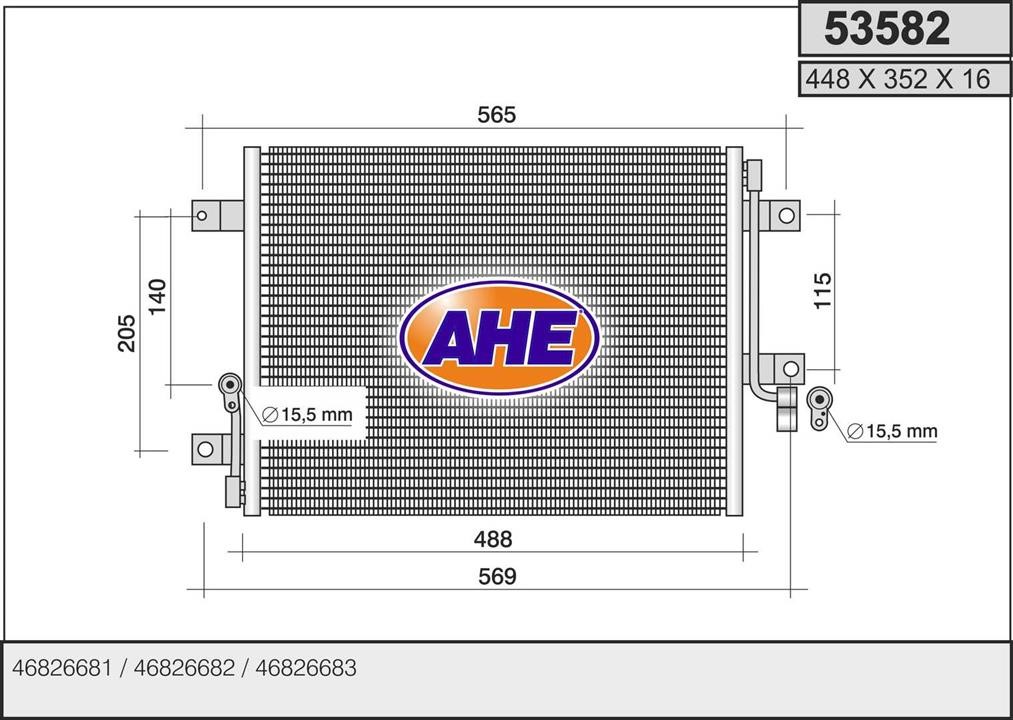 AHE 53582 Радіатор кондиціонера (Конденсатор) 53582: Приваблива ціна - Купити в Україні на EXIST.UA!