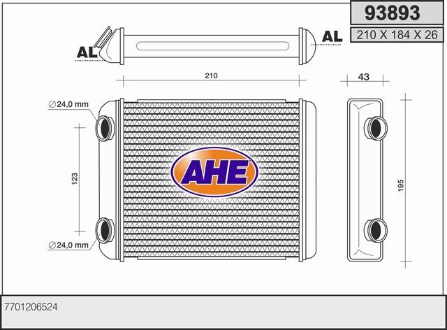 AHE 93893 Радіатор опалювача салону 93893: Купити в Україні - Добра ціна на EXIST.UA!