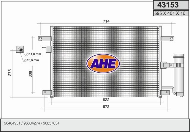 AHE 43153 Радіатор кондиціонера (Конденсатор) 43153: Приваблива ціна - Купити в Україні на EXIST.UA!