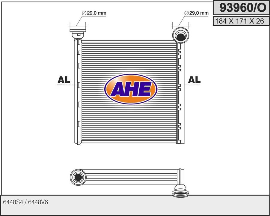 AHE 93960/O Радіатор опалювача салону 93960O: Купити в Україні - Добра ціна на EXIST.UA!