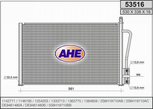 AHE 53516 Радіатор кондиціонера (Конденсатор) 53516: Купити в Україні - Добра ціна на EXIST.UA!