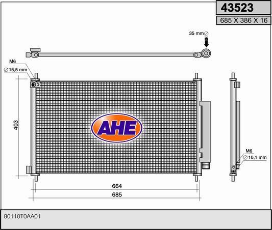 AHE 43523 Радіатор кондиціонера (Конденсатор) 43523: Купити в Україні - Добра ціна на EXIST.UA!