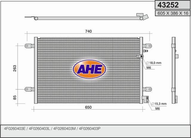 AHE 43252 Радіатор кондиціонера (Конденсатор) 43252: Купити в Україні - Добра ціна на EXIST.UA!