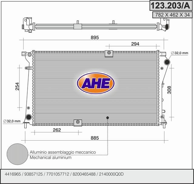 AHE 123203/A Радіатор охолодження двигуна 123203A: Купити в Україні - Добра ціна на EXIST.UA!